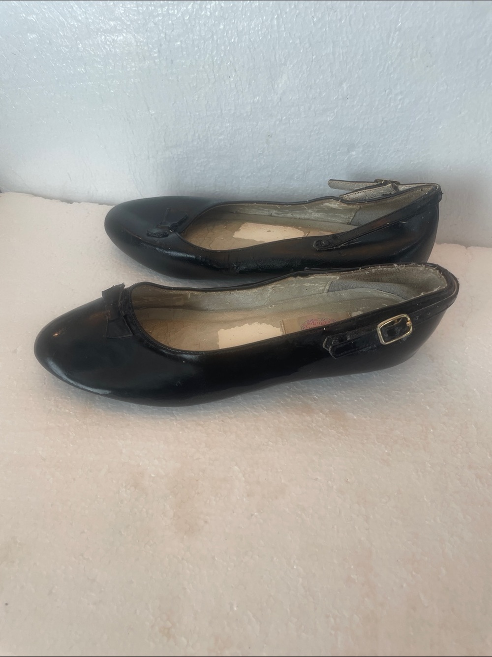 Vintage 90s Alison Ann Classic Black Mary Jane Ballet Flats Side Buckle girls 4D